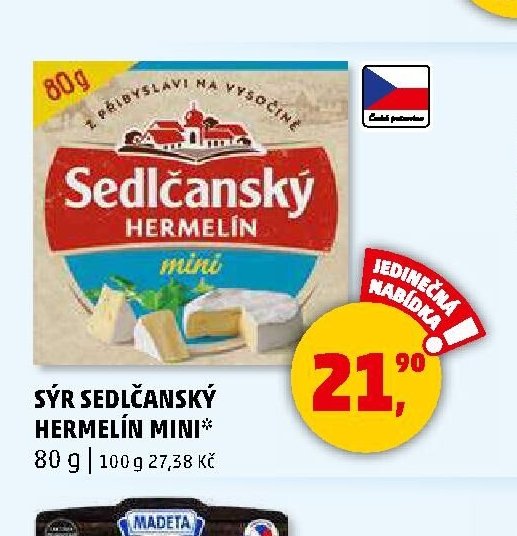 Sýr Sedlčanský Hermelín mini 80 g