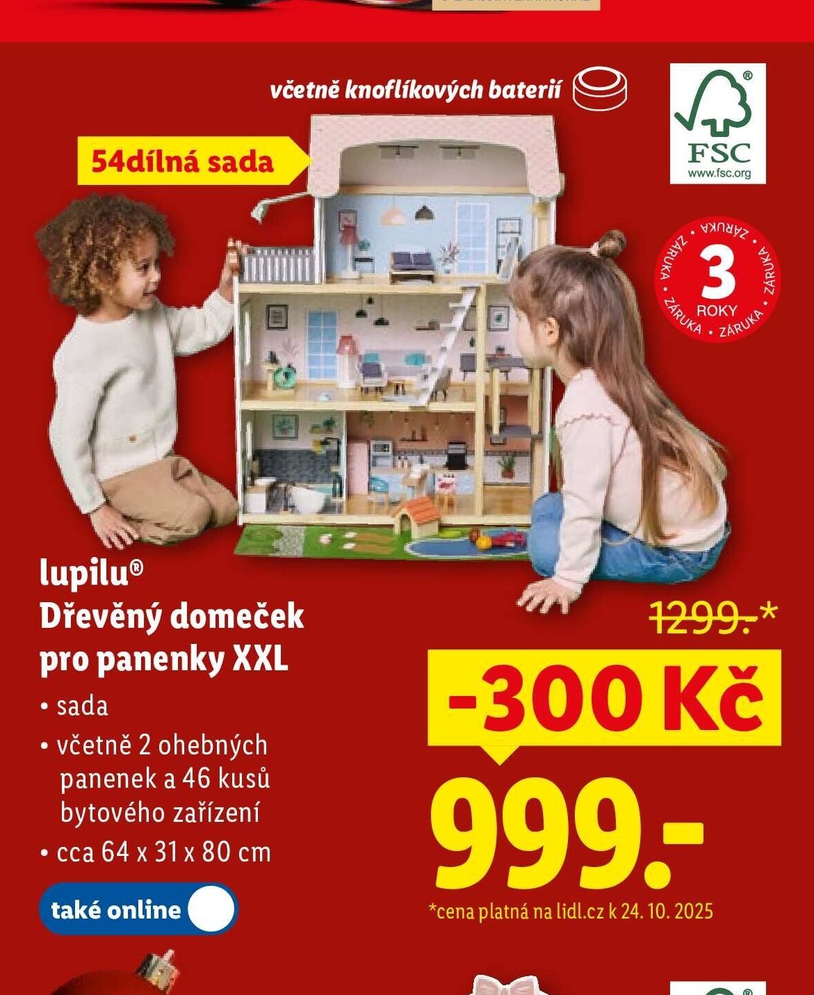 lupilu Dřevěný domeček pro panenky XXL