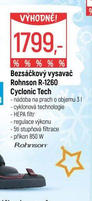 Bez sáčkový vysavač Rohnson R-1260 Cyclonic Tech