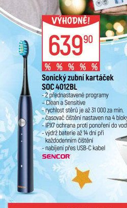 Sonický zubní kartáček SOC 4012BL