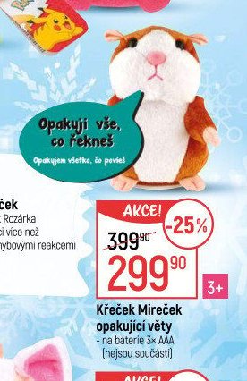 Křeček Mireček opakující věty