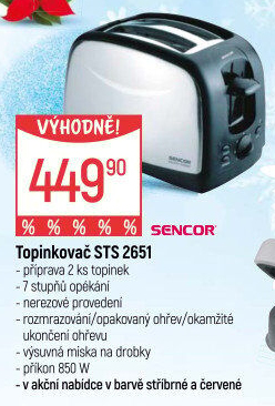 Topinkovač Sencor STS 2651