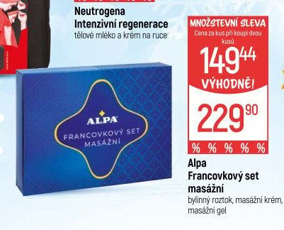 Alpa Francovkový set masážní bylinný roztok, masážní krém, masážní gel - Globus akcniletaky.com