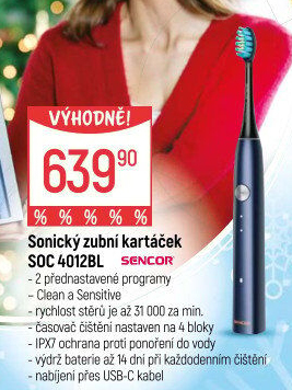 Sonický zubní kartáček SOC 4012BL Sencor