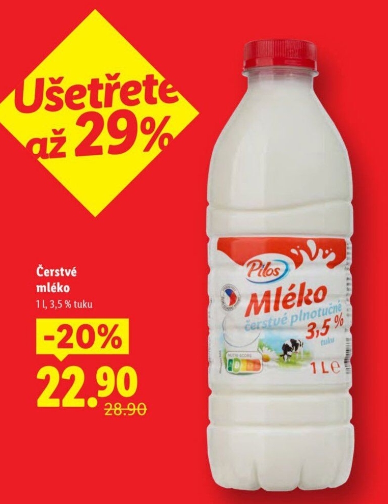 Mléko čerstvé Pilos - 3,5% plnotučné