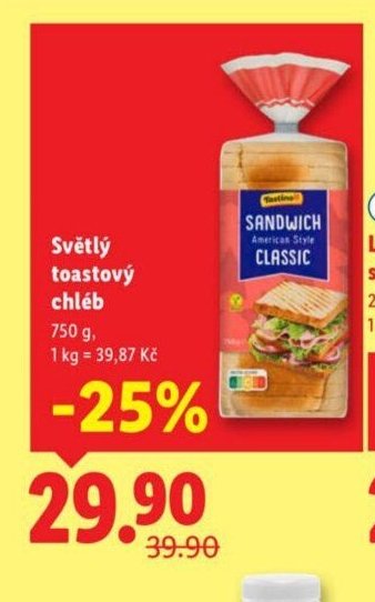 Světlý toastový chléb