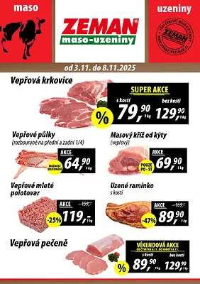 akční leták ZEMAN maso - uzeniny 3.11.2025-8.11.2025
