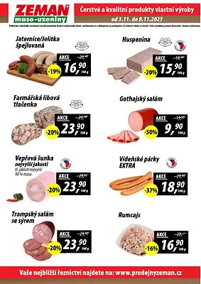akční leták ZEMAN maso - uzeniny 3.11.2025-8.11.2025