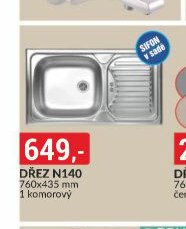 Dřez N140 760x435 mm