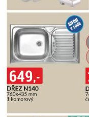 Dřez N140 760x435 mm 1 komorový