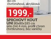 Sprchový kout Uni 80x80x185 cm sklo čiré 4 mm