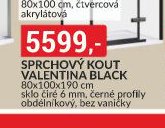 Sprchový kout Valentina Black 80x100x190 cm sklo čiré 6 mm