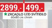ZRCADLO LED SVÍTIDLO 60x80 cm chrom