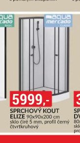 SPRCHOVÝ KOUT ELIZE 90x90x200 cm sklo čiré 5 mm, profil černý čtvrtkruhový