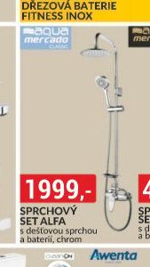 Sprchový set Alfa s dešťovou sprchou a baterií, chrom