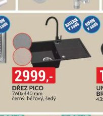 Dřez Pico 760x440 mm černý, béžový, šedý