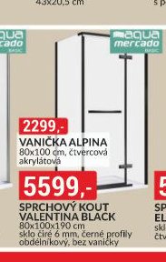 Vanička Alpina 80x100 cm, čtvercová akrylátová