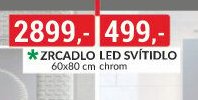 Zrcadlo LED svítidlo 60x80 cm chrom