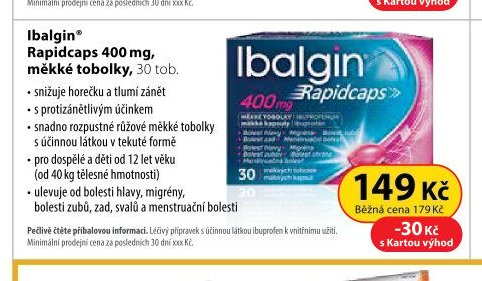Ibalgin Rapidcaps 400 mg, měkké tobolky, 30 tob