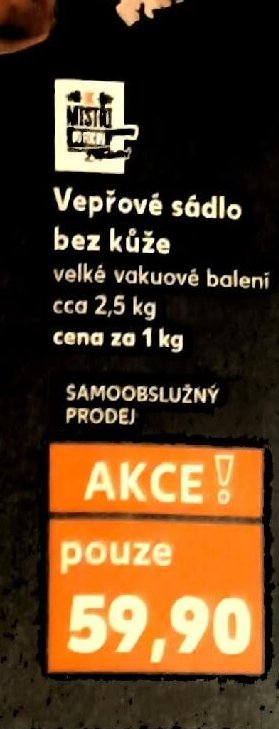 Vepřové sádlo bez kůže