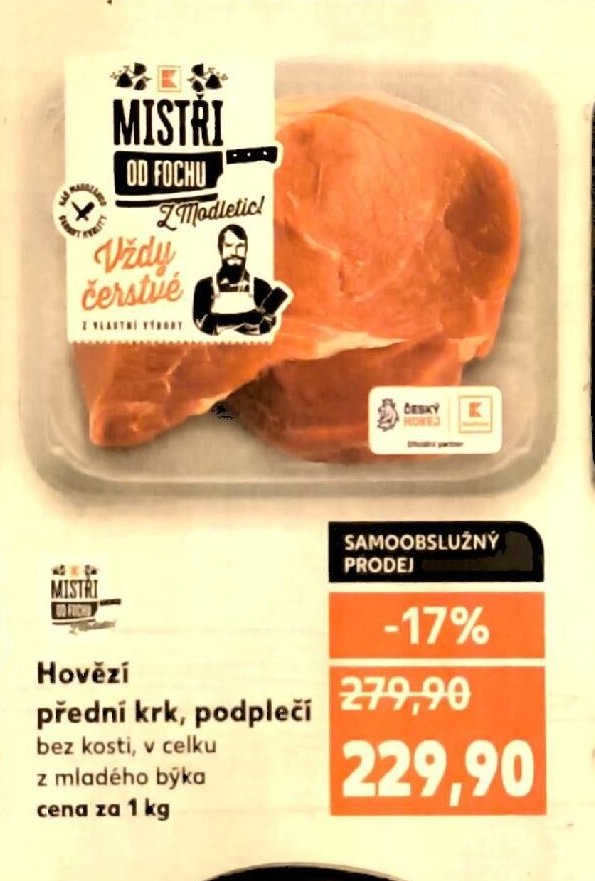 Hovězí přední krk, podplečí