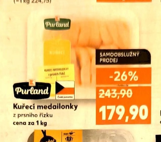 Purland Kuřecí medailonky z prsního řízku cena za 1 kg - Kaufland akcniletaky.com