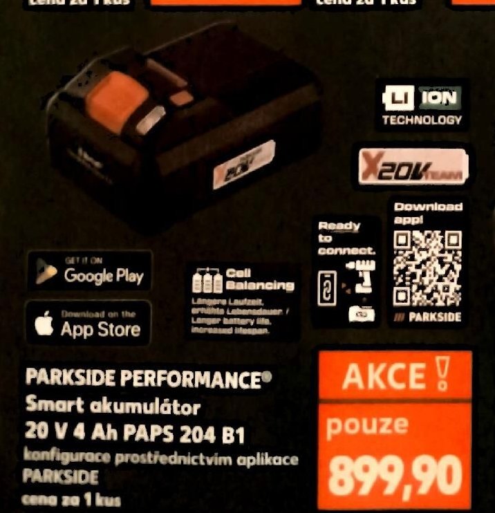 PARKSIDE PERFORMANCE Smart akumulátor 20 V 4 Ah PAPS 204 B1