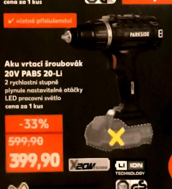 Aku vrtací šroubovák 20V PABS 20-Li