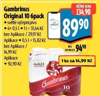 Pivo světlé výčepní Originál 10° Gambrinus