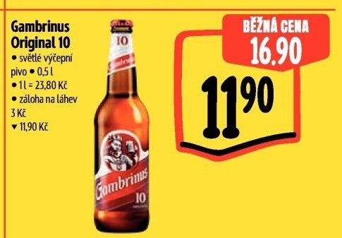 Pivo světlé výčepní Originál 10° Gambrinus