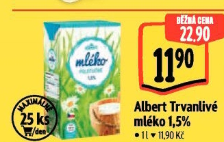 Mléko trvanlivé Albert - 1,5% polotučné