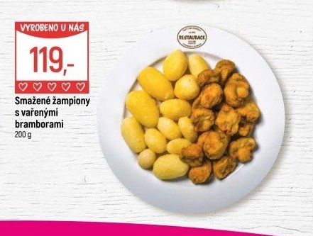 Smažené žampiony s vařenými bramborami