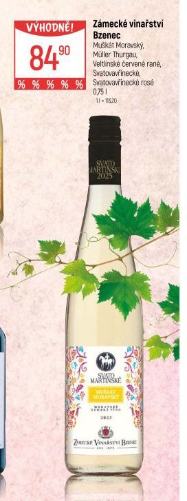 Zámecké vinařství Bzenec, Muškát moravský, Müller Thurgau, Veltlínské červené rané, Svatovavřinecké, Svatovavřinecké rosé - Globus akcniletaky.com
