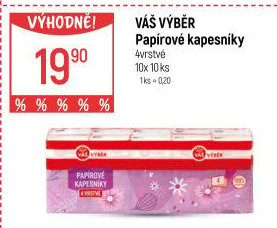 Papírové kapesníčky 4vrstvé Váš Výběr