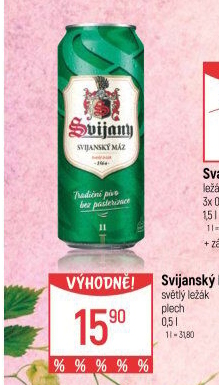 Pivo světlý ležák 11° Svijanský Máz Svijany