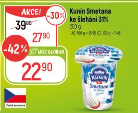 Smetana ke šlehání Mlékárna Kunín 31%