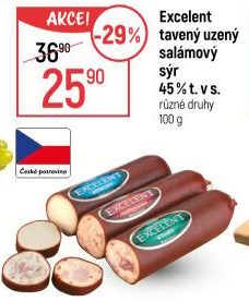 Sýr tavený salámový uzený 45% Excelent