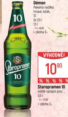 Pivo světlé výčepní 10° Staropramen