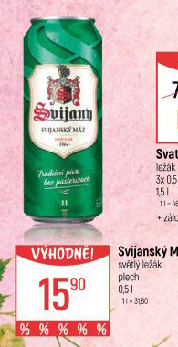 Pivo světlý ležák 11° Svijanský Máz Svijany