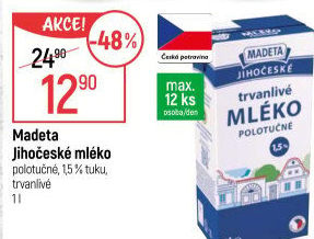 Mléko trvanlivé Jihočeské Madeta - 1,5% polotučné