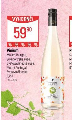 Vinium, Müller Thurgau, Zweigeltrebe rosé, Svatovavřinecké rosé, Modrý Portugal, Svatovavřinecké 0,75l - Globus akcniletaky.com