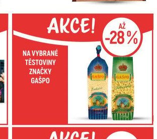 Na vybrané těstoviny značky Gašpo