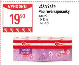 Papírové kapesníčky 4vrstvé Váš Výběr