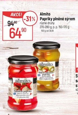 Papriky plněné sýrem Almito