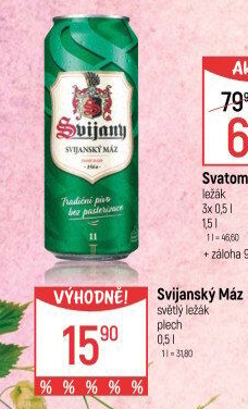 Pivo světlý ležák 11° Svijanský Máz Svijany
