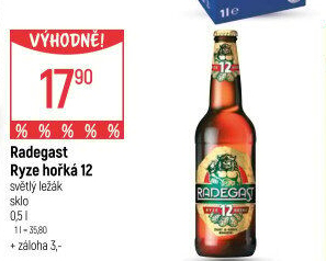 Pivo světlý ležák 12° Ryze hořká Radegast