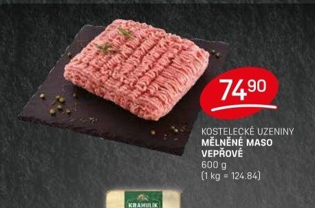 KOSTELECKÉ UZENINY MĚLNĚNÉ MASO VEPŘOVÉ