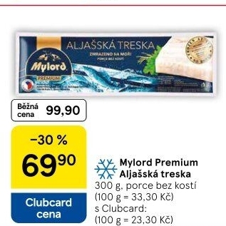 Aljašská treska filé bez kosti mražené Premium Mylord