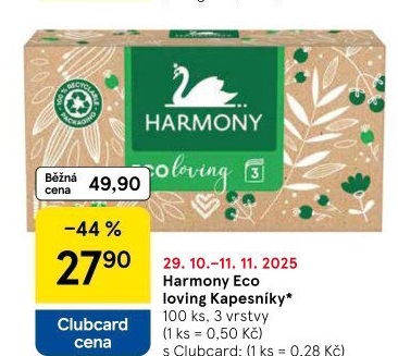 Papírové kapesníčky 3vrstvé Eco loving Harmony - box