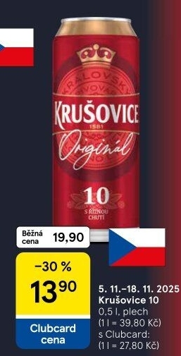 Pivo světlé výčepní Originál Královská 10° Krušovice